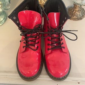 Red patent leather Doc Martens